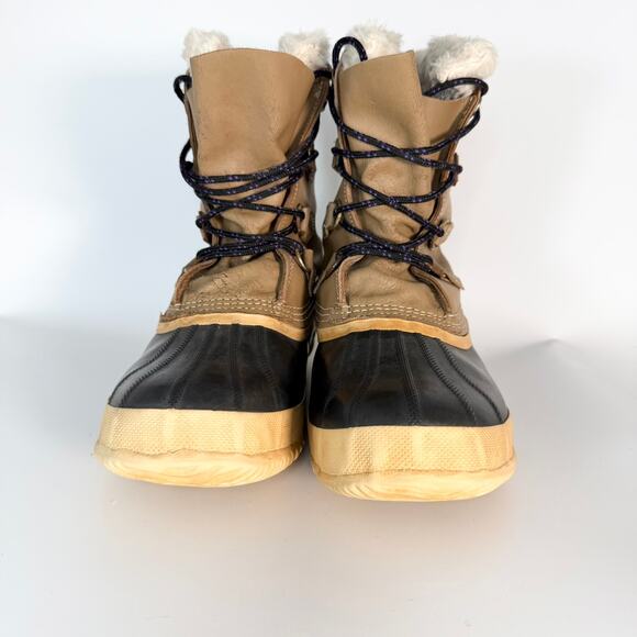 Sorel Manitou Waterproof Fleece Nubuck Leather Rubber Winter Boots Tan Men 10 - Picture 2 of 13